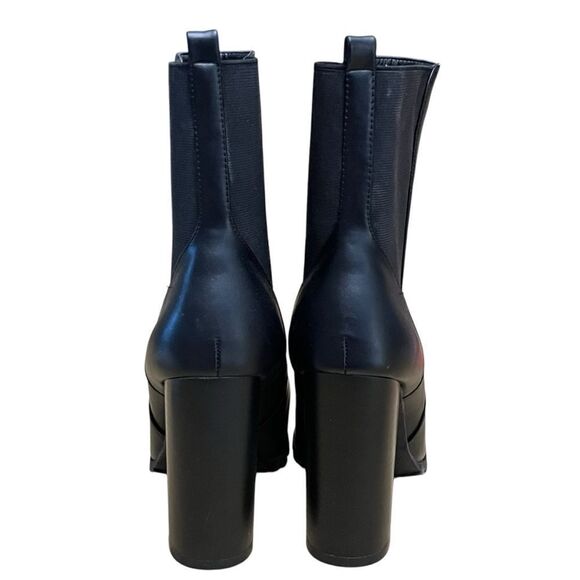 French Connection Boots Black 4”/Heels Vegan Leather Stretch Pull On Sz 10 - Picture 7 of 12